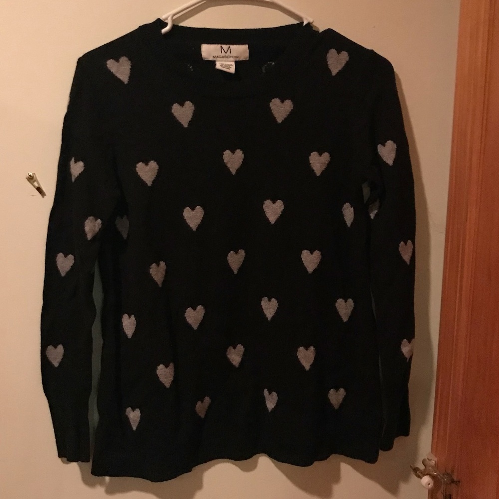 Magaschoni Black Heart Print Sweater | Size: S